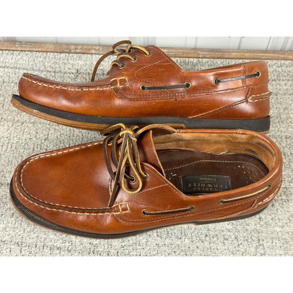 Charles Tyrwhitt Men’s US Sz 11 Brown Leather Broken In Laced Loafers Read